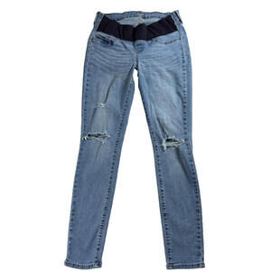 Levis Signature Maternity Jeans Womens Size S Blue Skinny Distressed Stretch Fit